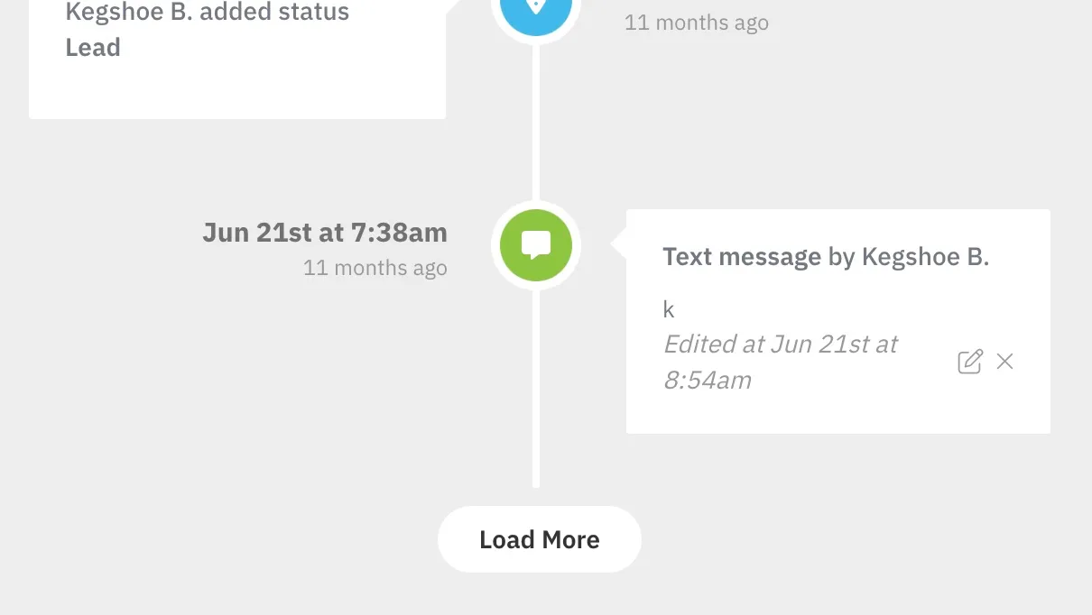 Location timeline showing pagination button